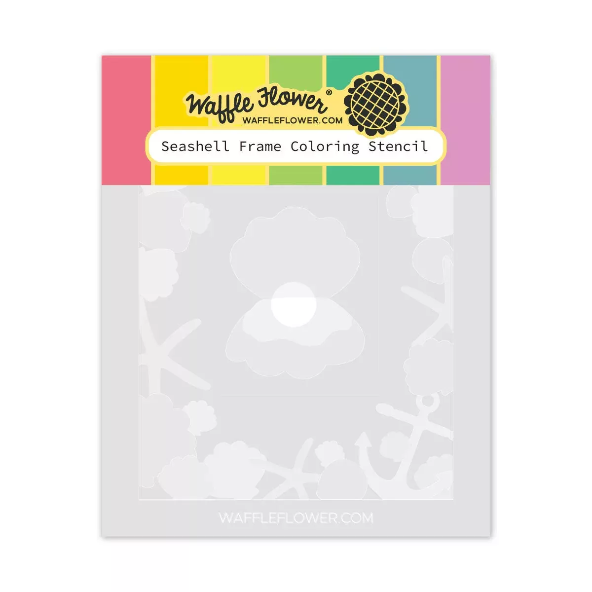Stencils: Waffle Flower-Seashell Frame Coloring Stencil