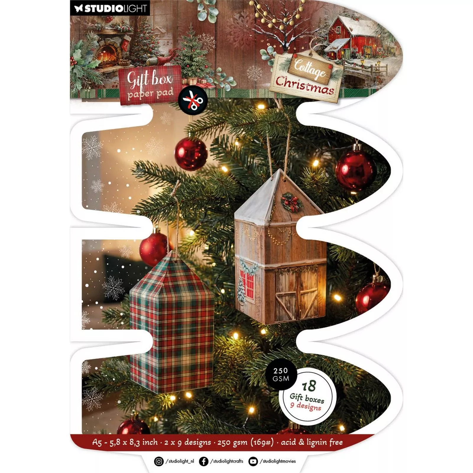Studio Light • Cottage Christmas Giftbox Paper Pad House box