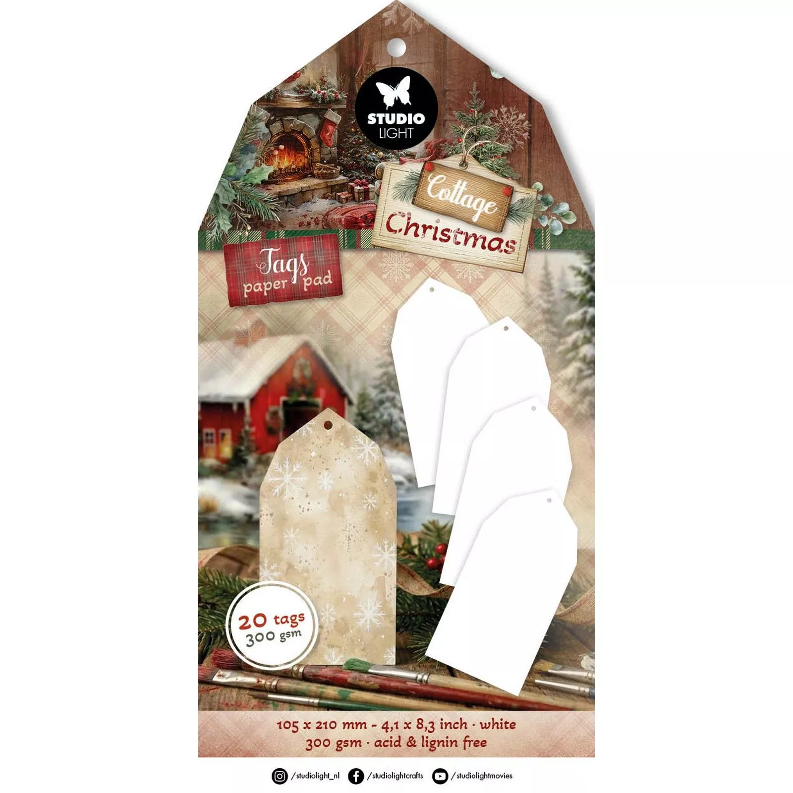 Studio Light • Cottage Christmas Tag paper pad White tags