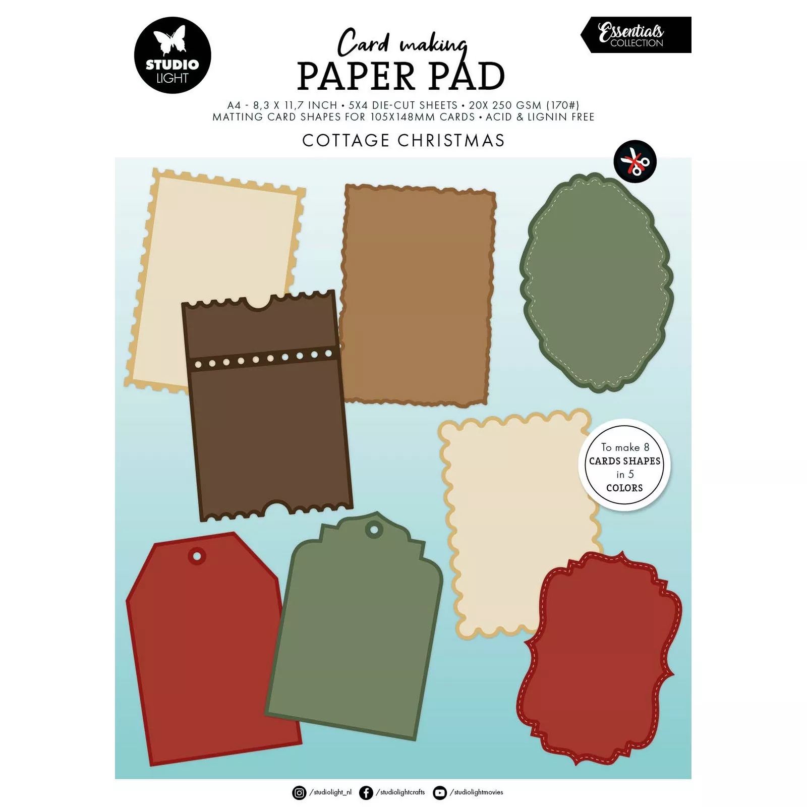 Studio Light • Essentials Card making pad Cottage Christmas 105x148mm