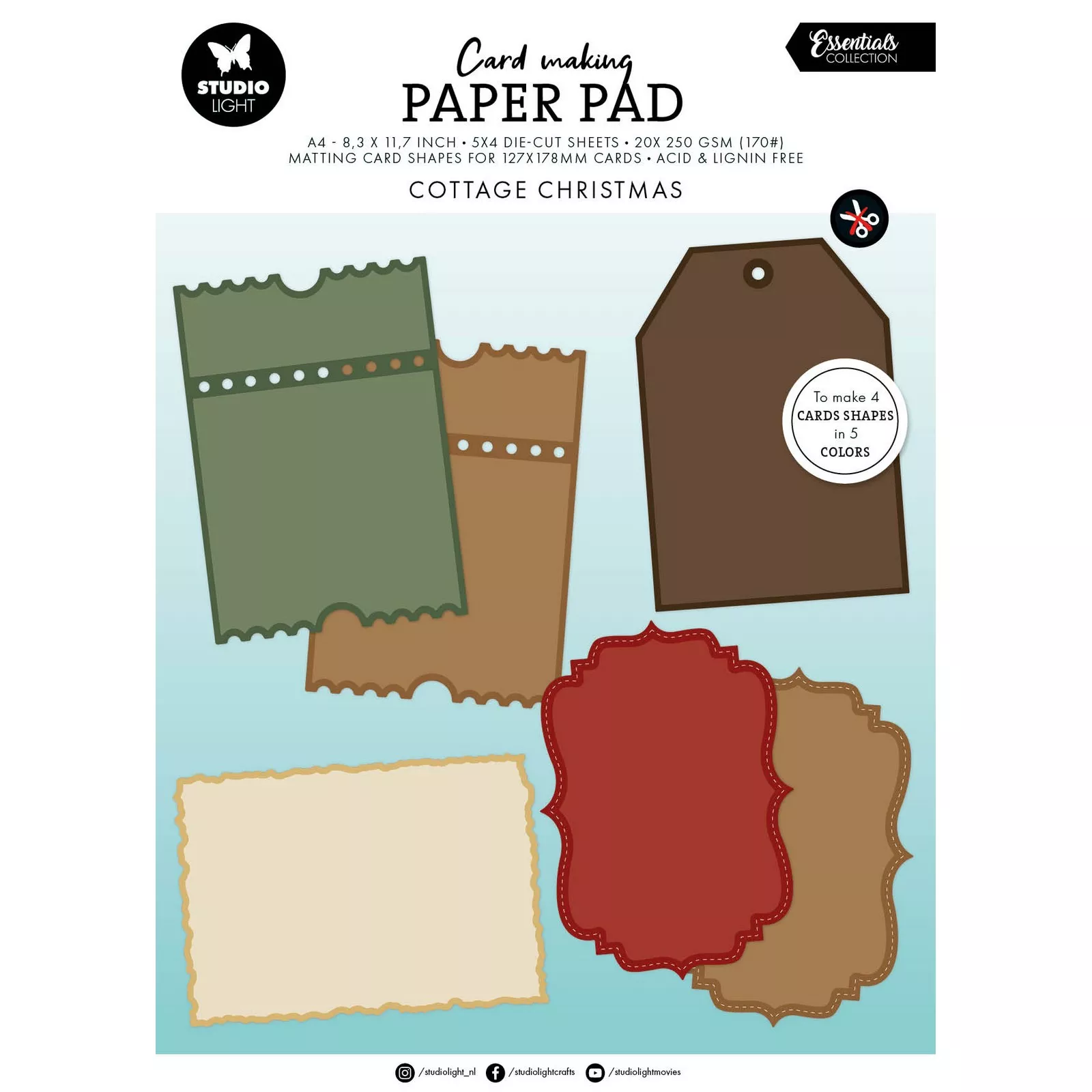 Studio Light • Essentials Card making pad Cottage Christmas 127x178mm