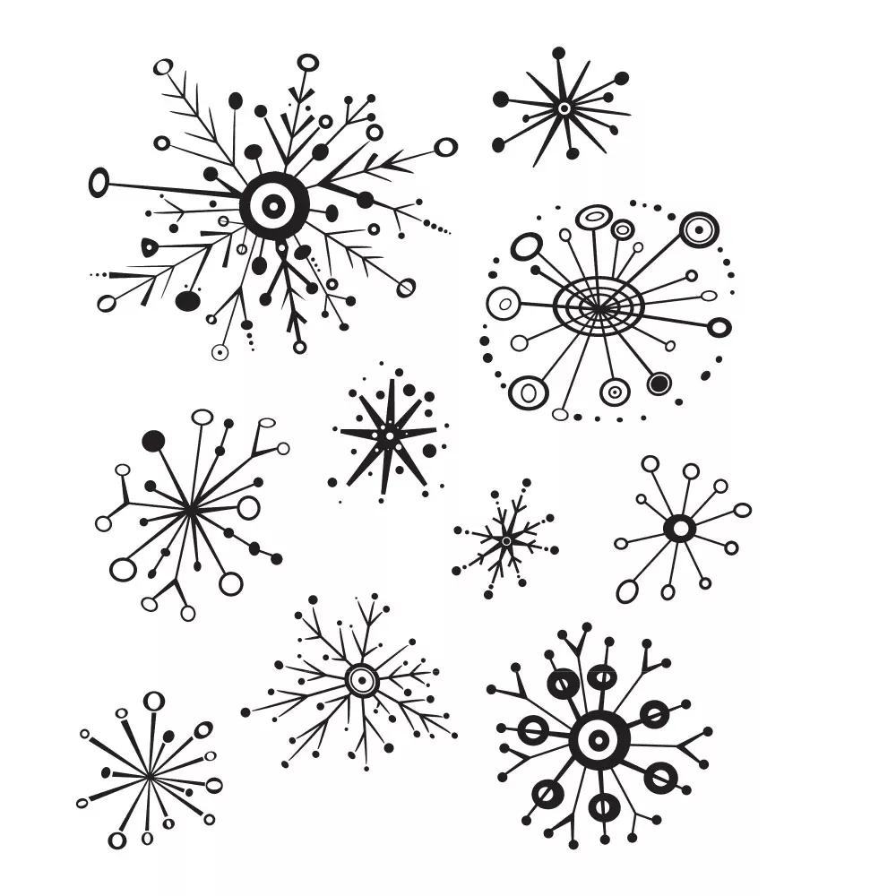 Tim Holtz Cling Rubber Stamps Retro Flakes CMS417