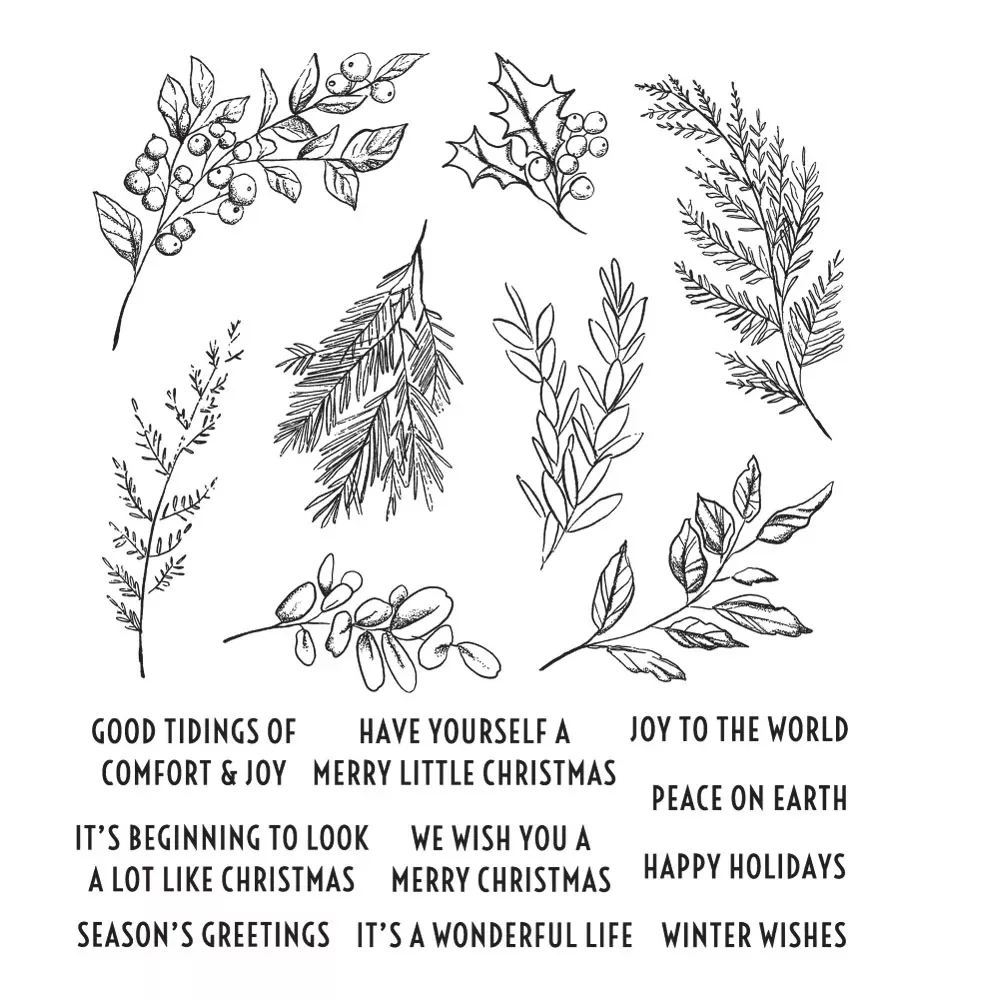 Tim Holtz Cling Rubber Stamps Sketch Greenery CMS429