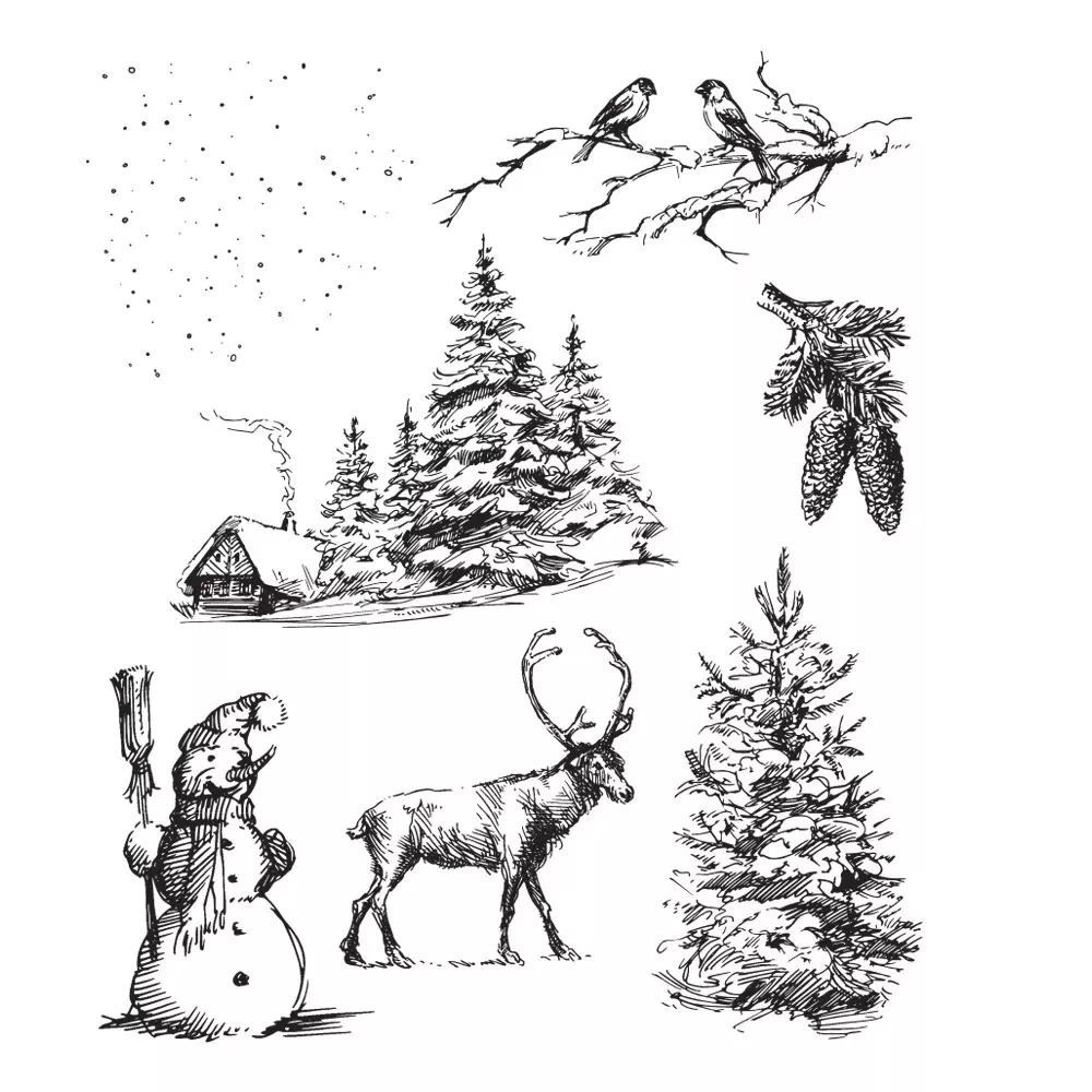 Tim Holtz Cling Rubber Stamps Winterscape CMS428