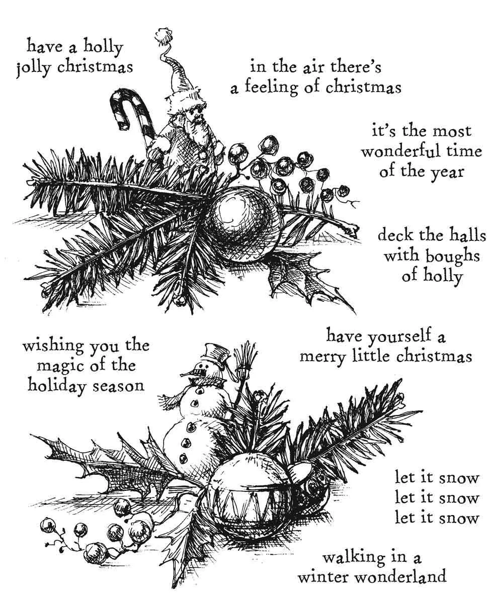 Tim Holtz Cling Stamps 7"X8.5" Cozy Christmas