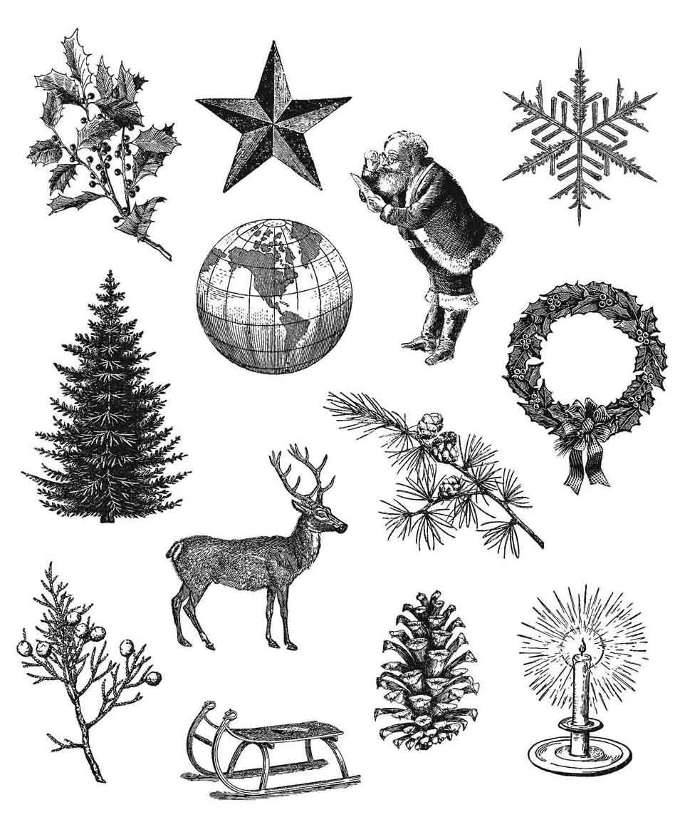 Tim Holtz Cling Stamps 7"X8.5" Holiday Things
