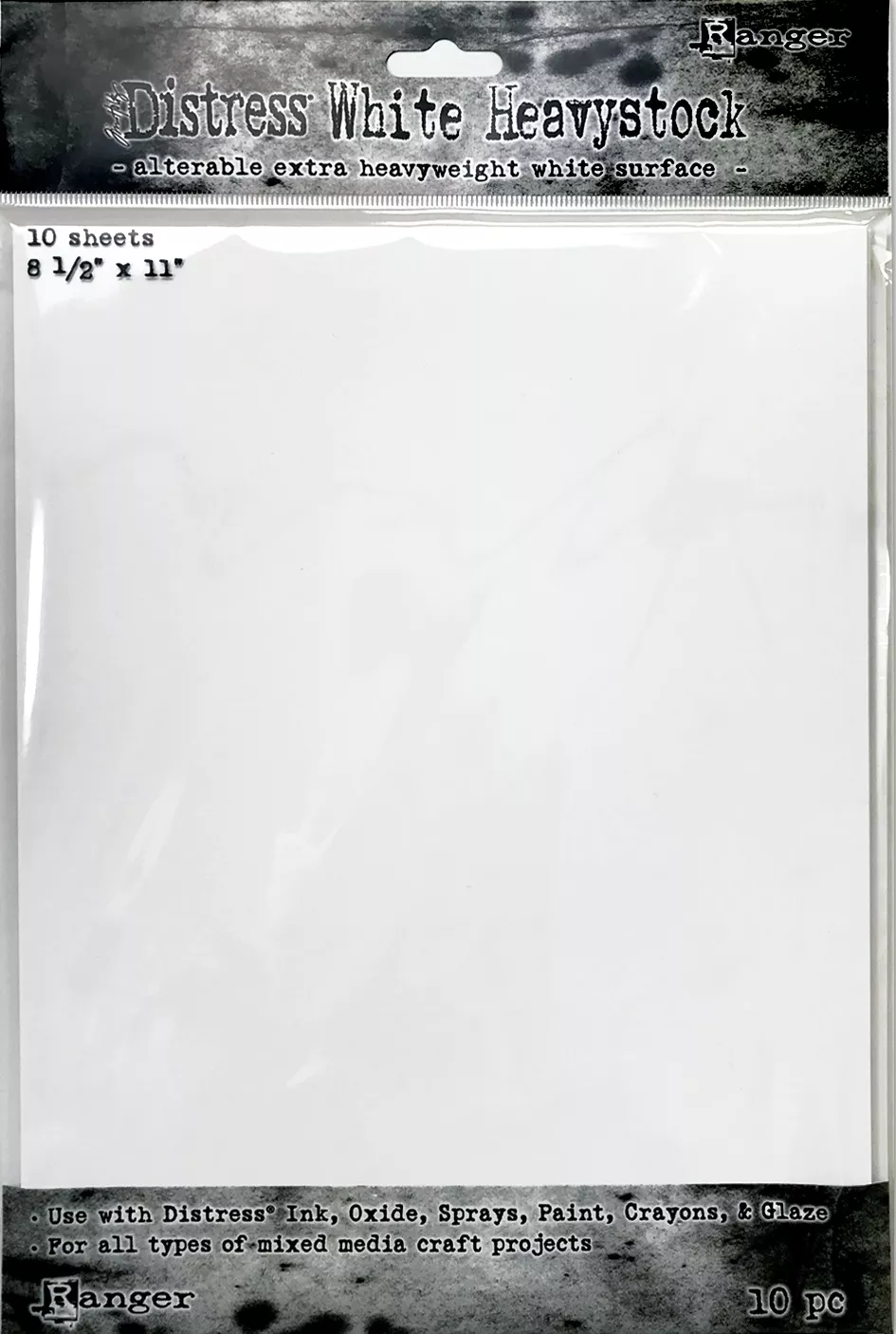 Tim Holtz Distress White Heavystock 10/Pkg 8.5"X11"