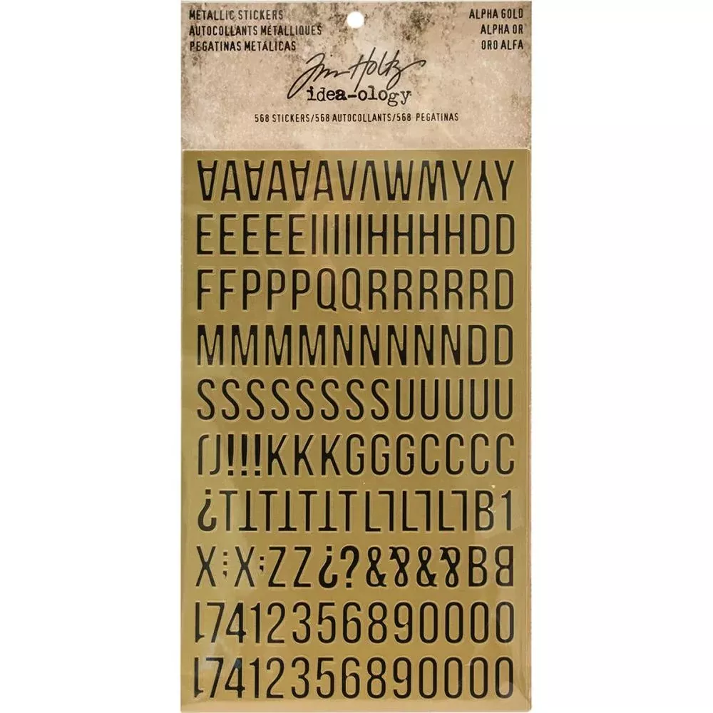 *Tim Holtz Idea-ology Metallic Stickers - Alpha Gold, TH93560Retired
