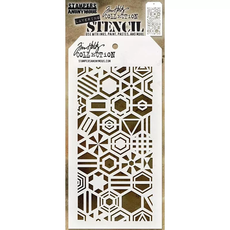 Tim Holtz Layering Stencil Patchwork Hex ths125