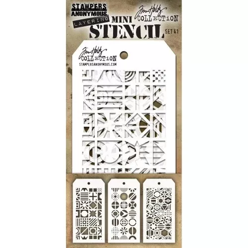 Tim Holtz Mini Layered Stencil Set 3/Pkg Set #41