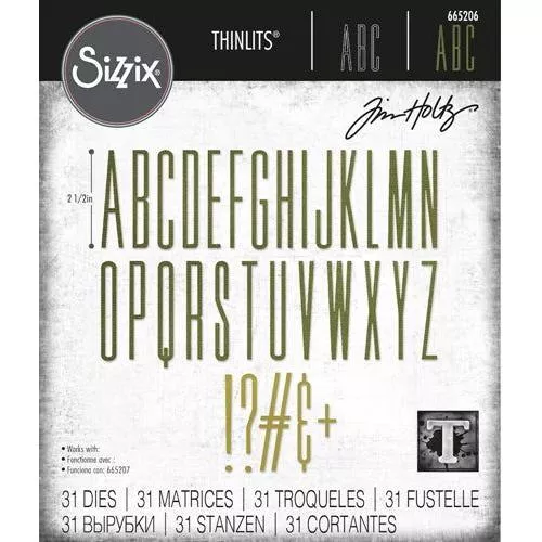 Tim Holtz Sizzix ALPHANUMERIC STRETCH UPPER Thinlits Dies 665206