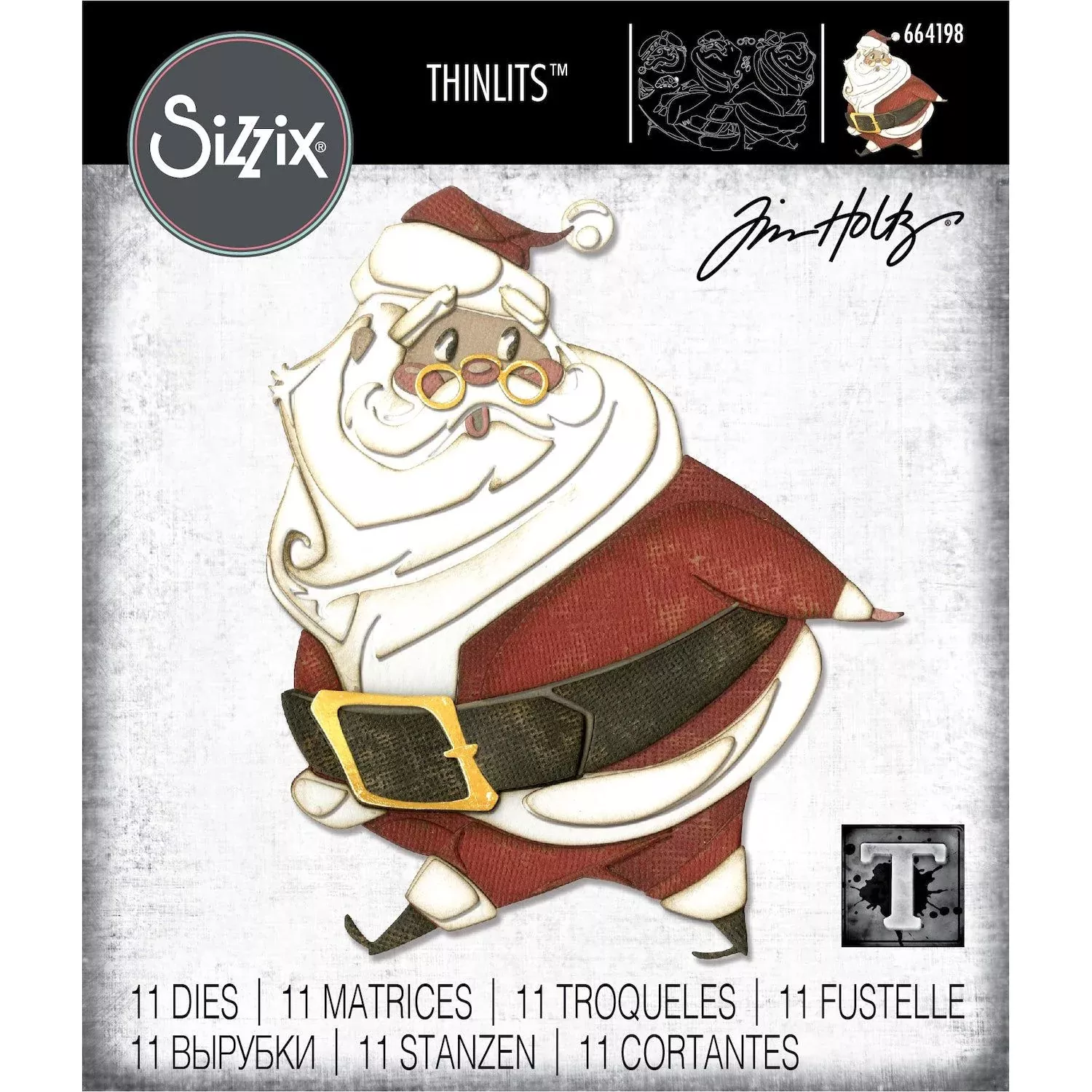 *Tim Holtz Sizzix Jolly St. Nick Colorize Thinlits Dies 664198