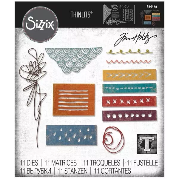 *Tim Holtz Sizzix MEDIA MARKS Thinlits Die 664436