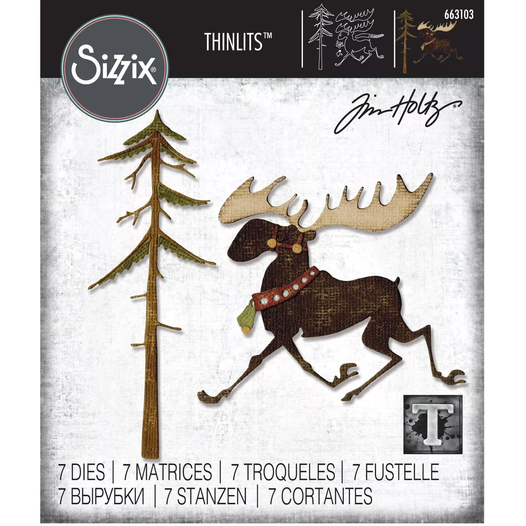 Tim Holtz Sizzix Merry Moose Thinlits Die 663103