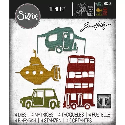 Tim Holtz Sizzix WACKY TRANSPORT 1 Thinlits Dies 665220