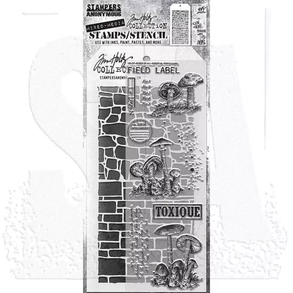 Tiny Toadstools - Tim Holtz Mixed Media Stamps & Stencil Set - Stampers Anonymous