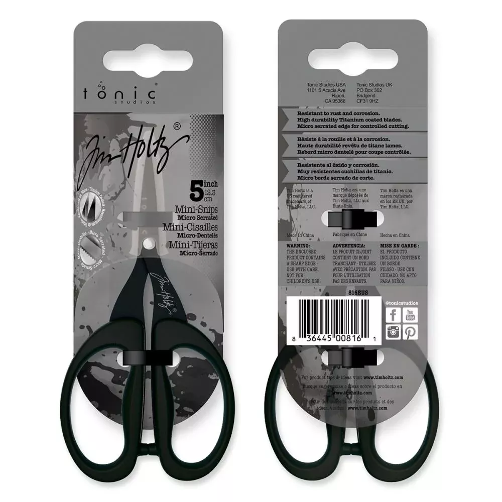 Tonic Tim Holtz Tim Holtz 5 Inch Mini Snips (816e)- Black grip scissors
