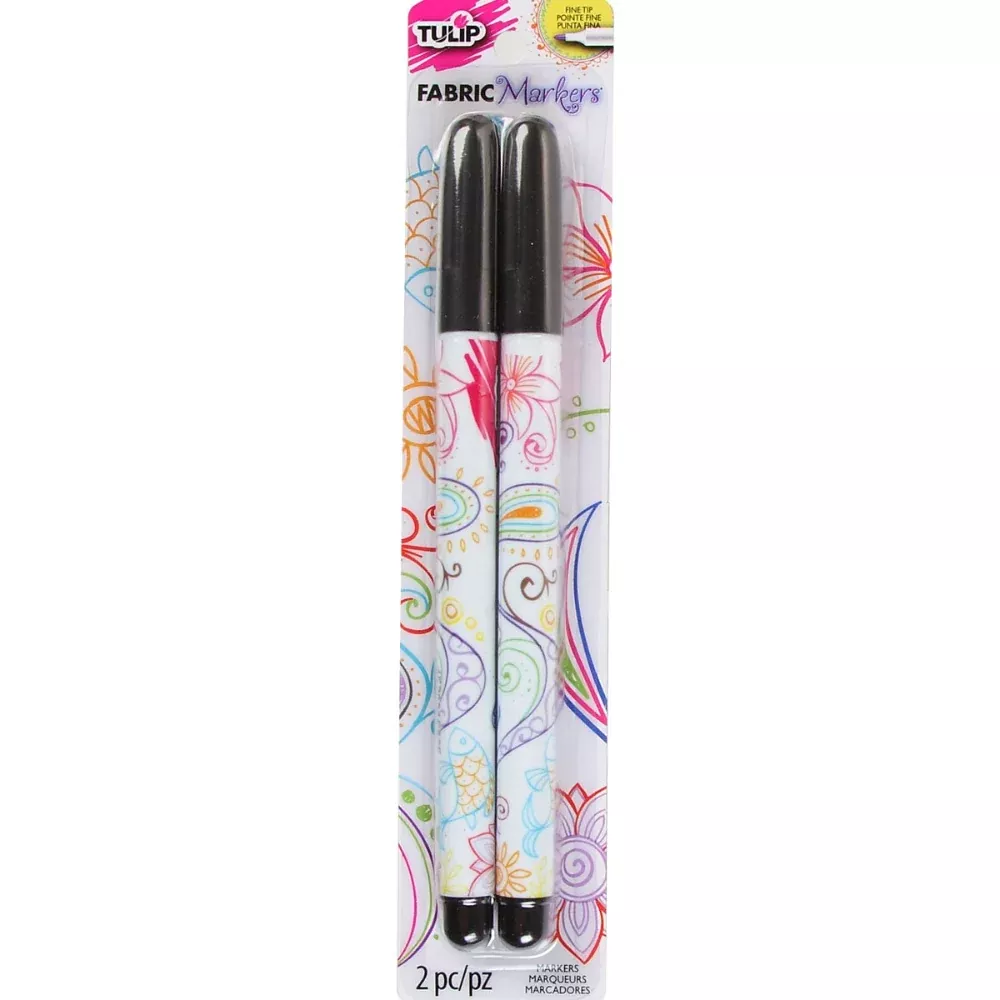 Tulip Fine Tip Fabric Markers, Black, 2Pk