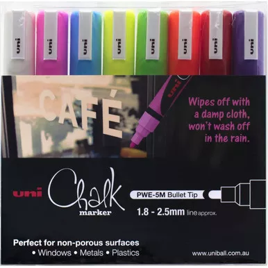 Uni Chalk Marker Set of 8