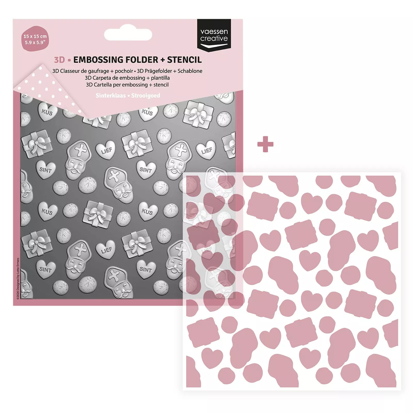 Vaessen Creative • 3D Embossing Folder & Stencil Festive Candy 5.9x5.9″