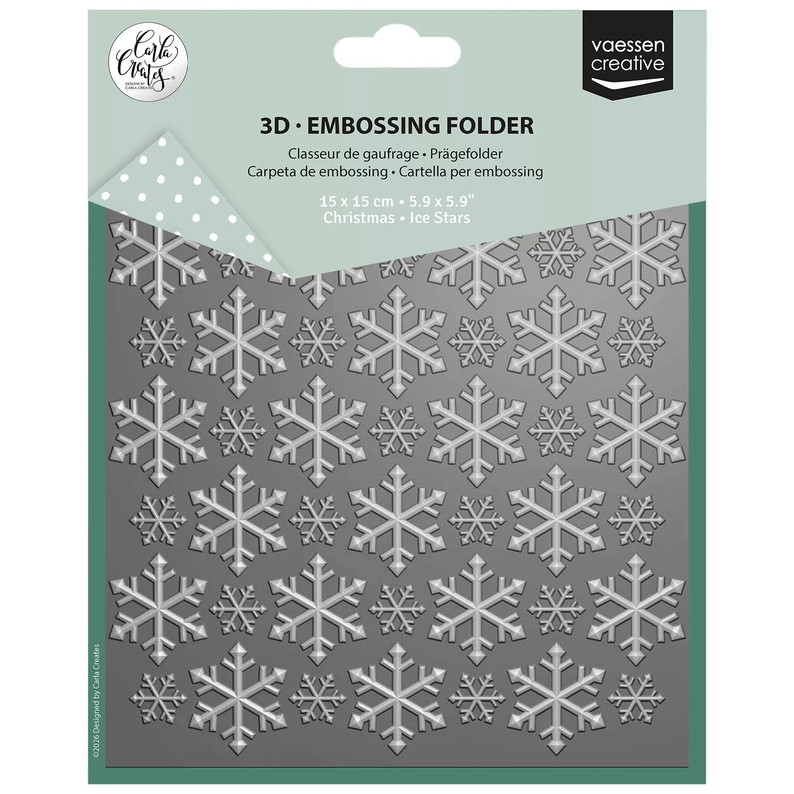 Vaessen Creative • Embossing Folder by Carla Creates Christmas Ice Stars 5.9x5.9"