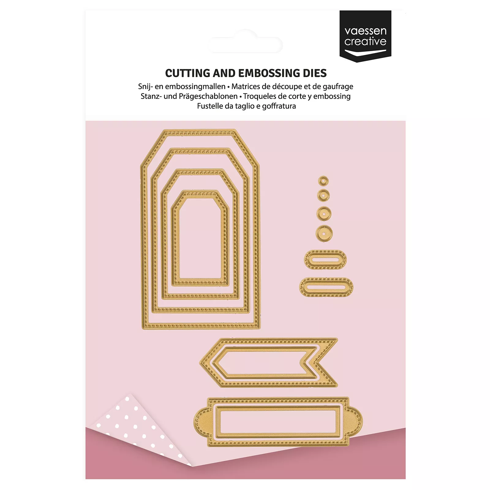 Vaessen Creative • Mini Cutting Dies Trapeze Banners & Labels 14pcs