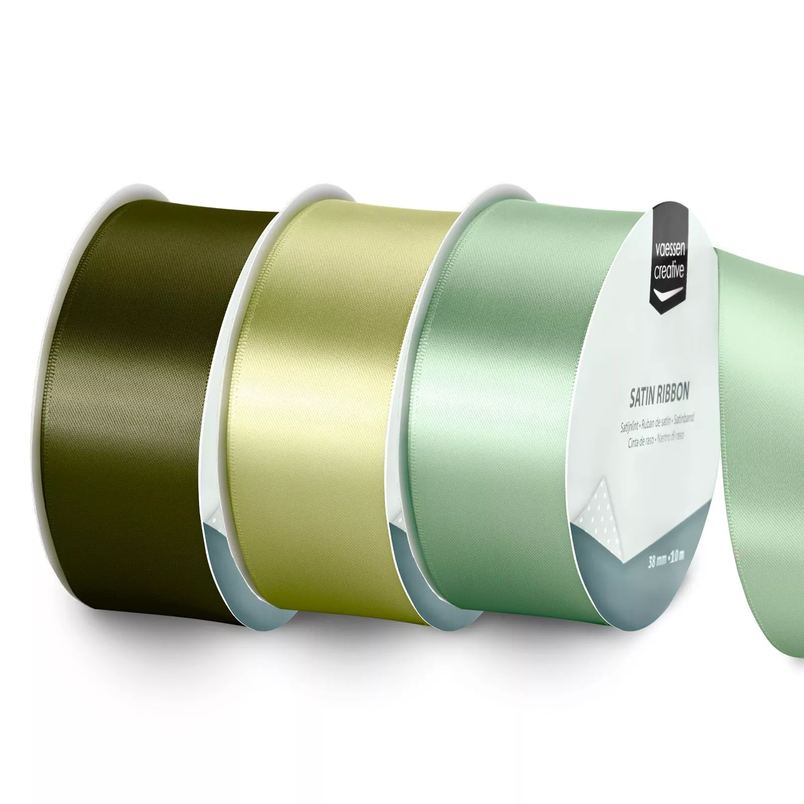 Vaessen Creative • Satin Ribbon 32.9ftx1.5inGreen Shades 3pcs