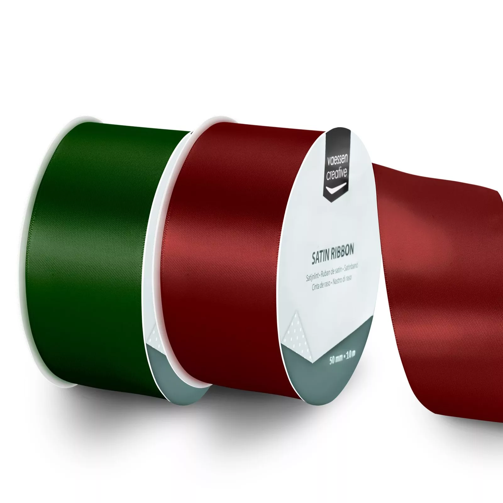 Vaessen Creative • Satin Ribbon 32.9ftx2in Dark Red & Dark Green 2pcs