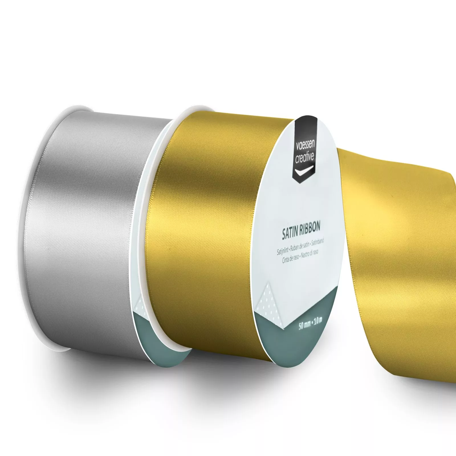 Vaessen Creative • Satin Ribbon 32.9ftx2in Silver & Gold 2pcs