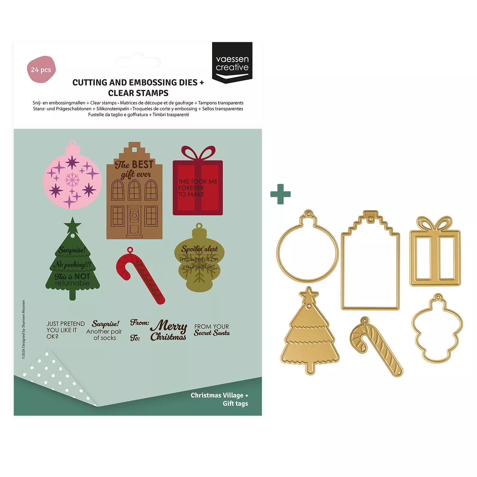 Vaessen Creative • Stamp & Die Set Gift Tags Christmas 24pcs