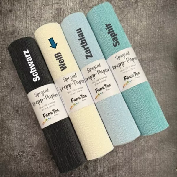 White - Crepe Paper - Single Roll - FarbTon Papier