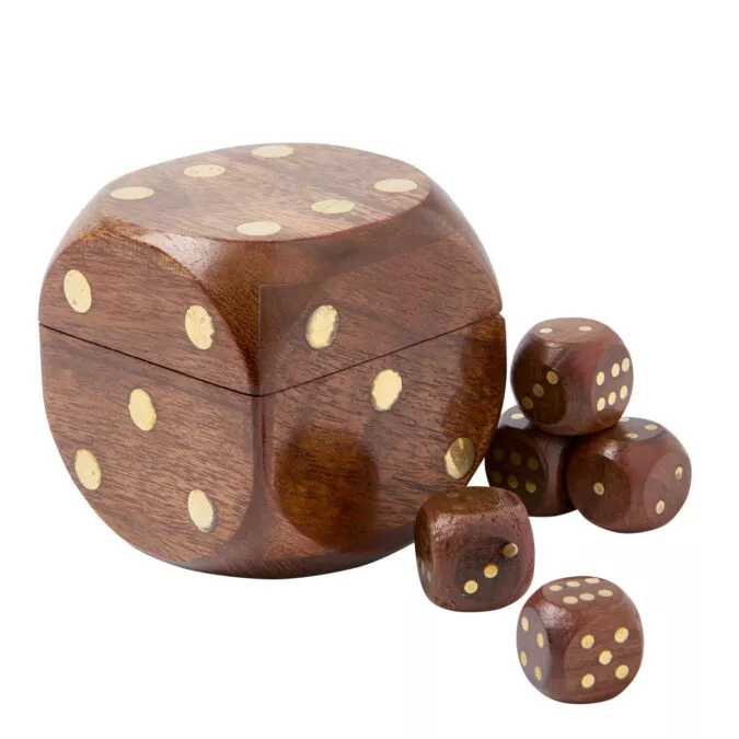 Wood and Brass Dice Box