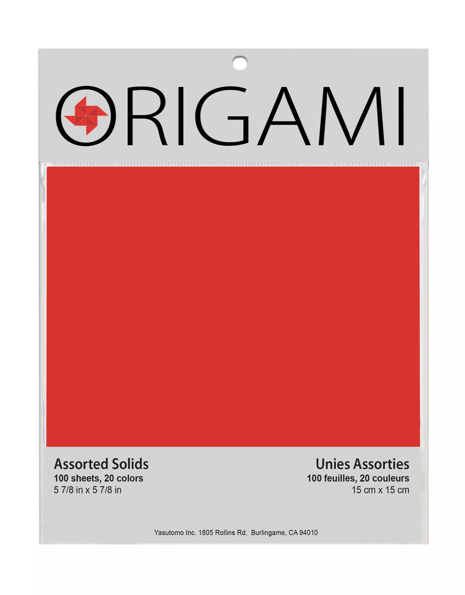 Yasutomo Origami Paper, Assorted Solids, 100 Sheets, 5 7/8" Square
