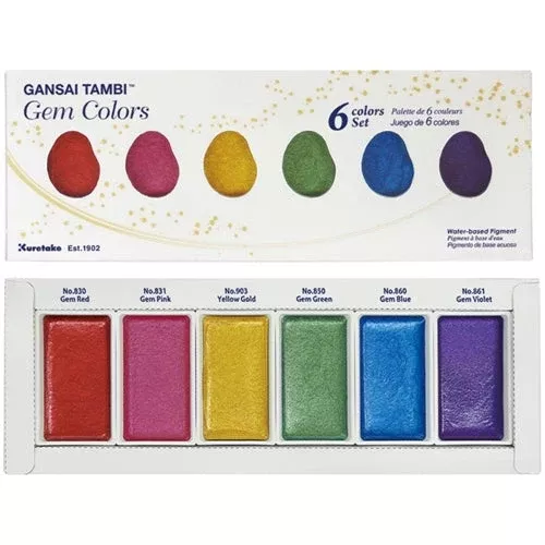 Zig Kuretake Gansai Tambi GEM COLORS Set of 6 MC20GC